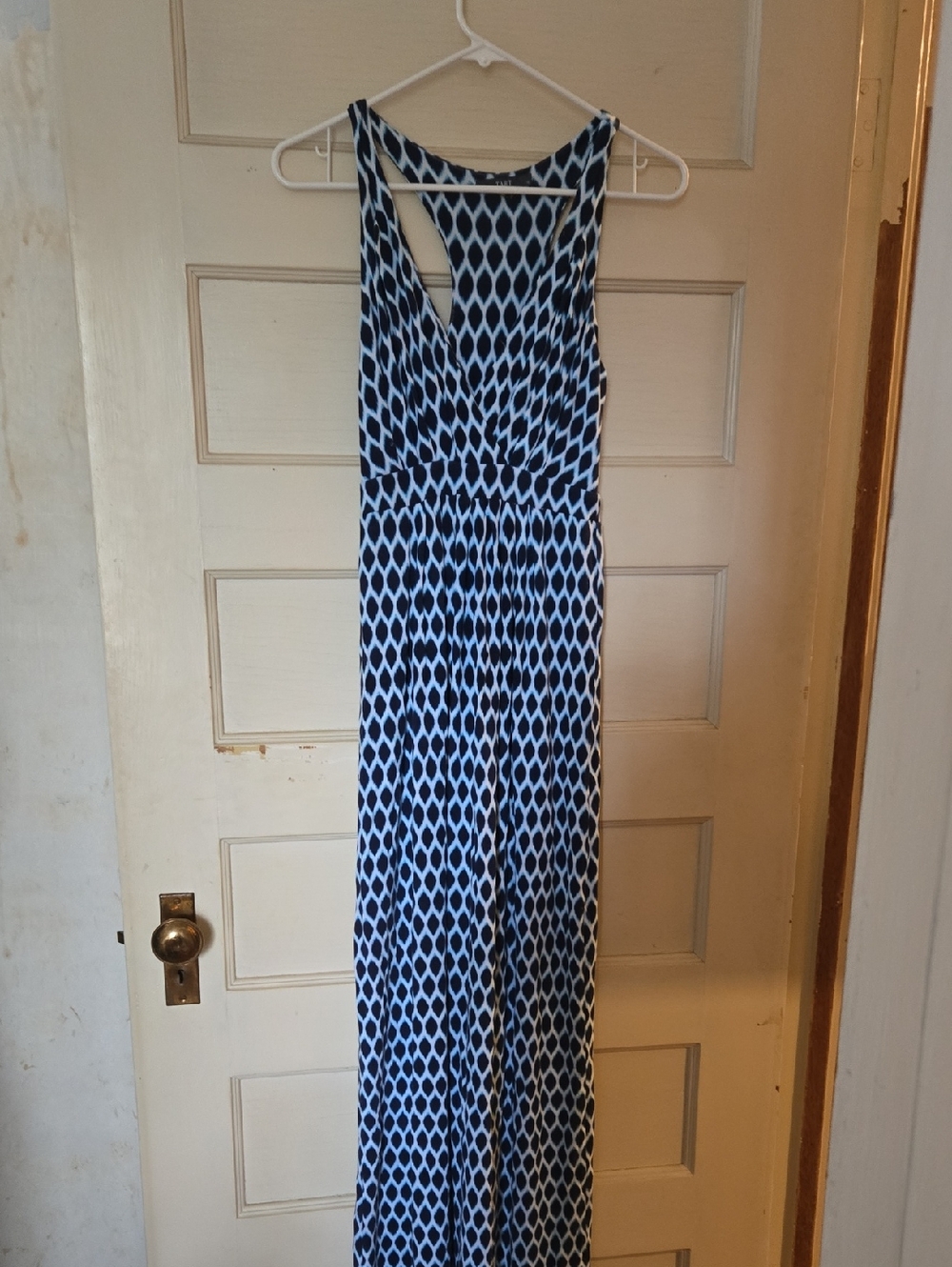 Tart Navy & White Geometric Racerback Maxi dress xs